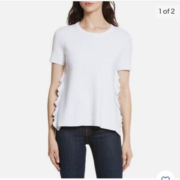 Alice + Olivia Ivan Split Side Ruffle Sweater - Picture 1 of 10